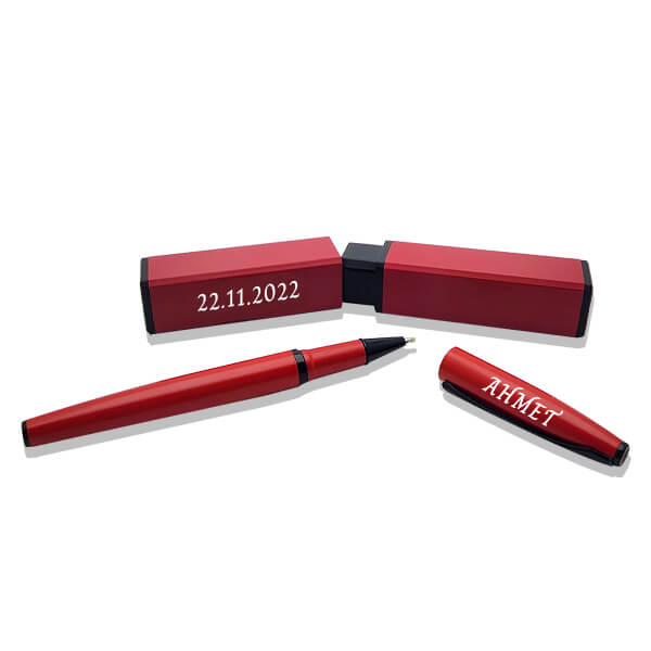 Kişiye Özel Kırmızı Metal Kutulu Roller Kalem